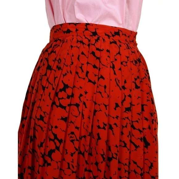 Vintage Full Mid Calf Day Skirt w Dashing Red & Black Pattern Waist 29"- Hey Viv - Picture 6 of 7